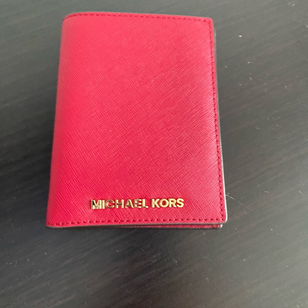 Michael Kors Passport, Card Holder, and money holder in cherry red NWOT.